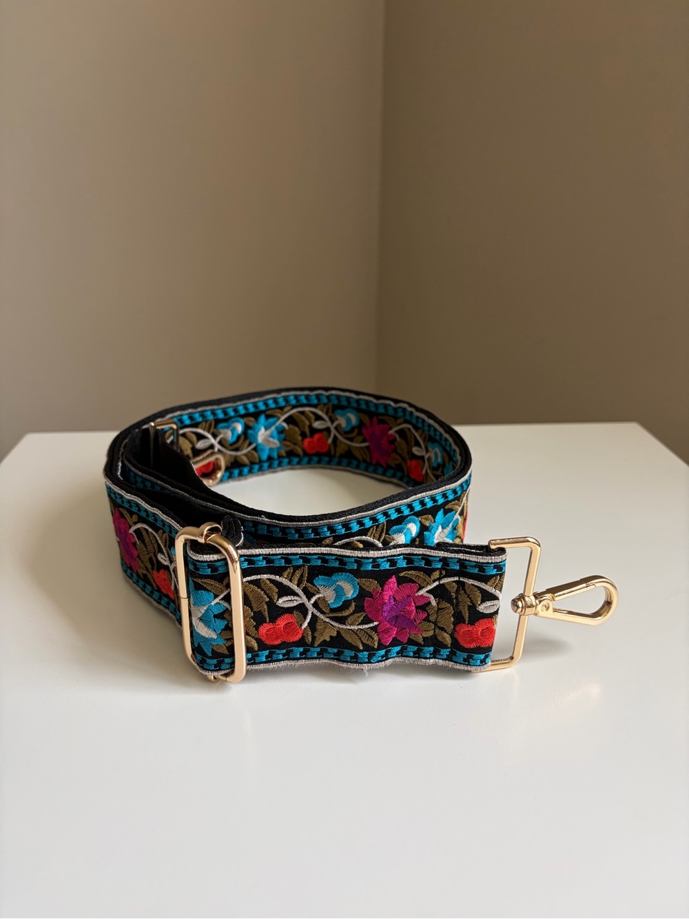 Embroidered Floral Adjustable Bag Strap